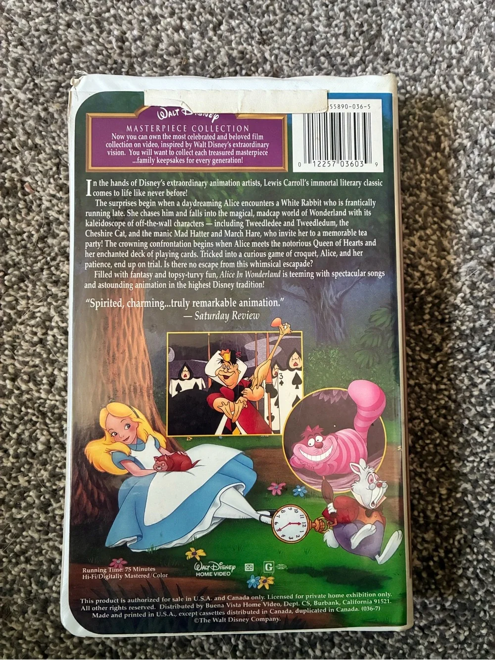 Disney Alice in Wonderland VHS - Red, White, Yellow